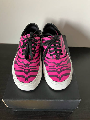 Saint Laurent Black and Pink Zebra Print Venice Sneakers